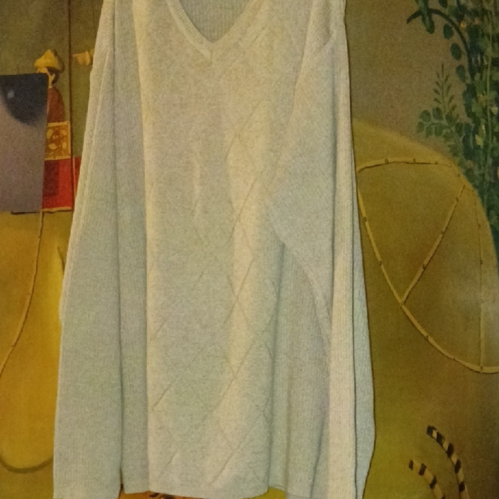 Last Chance Claiborne Light Gray V-Neck Sweater